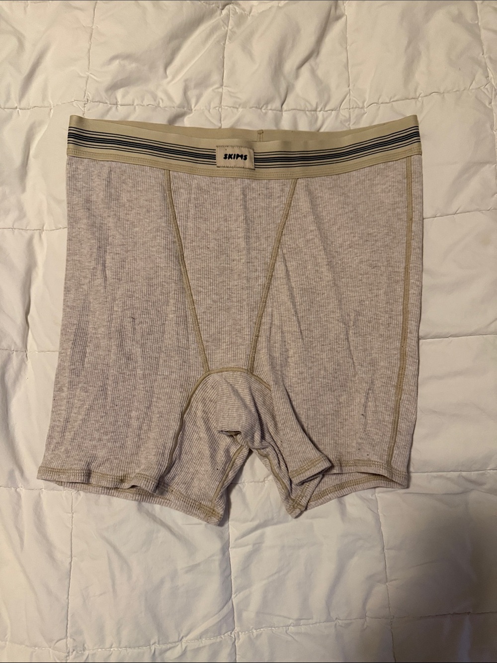 SKIMS Ribbed Boxer Briefs in Light Beige